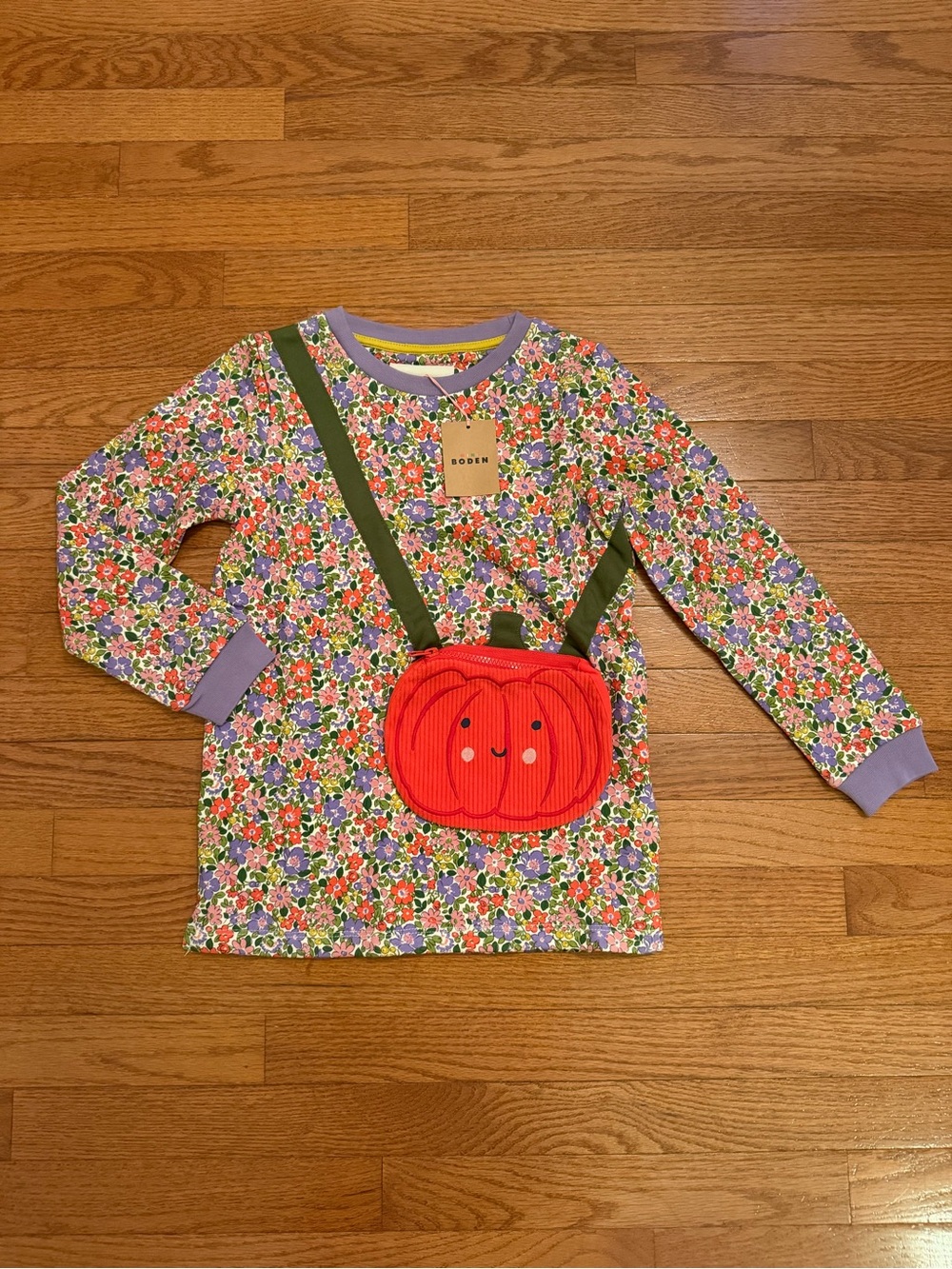 NWT Mini Boden Pumpkin Zipper Purse Floral Tunic Dress